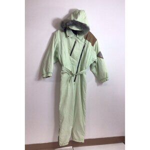 Anzi Besson Vintage Ski Snowsuit Fur Trim Womens 8